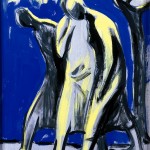 D-022: Die Peripatetiker, 1960, 52x35cm, Linoldruck auf grauem Papier