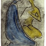 D-017/2: Zwei Menschen, 1965, 39,8x31,2cm, Holzschnitt auf Aquarellpapier