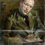 M-014: Männerportrait mit altem Stuhl und Buch, ca. 1949, 73,5x53,5cm, Öl auf Leinwand