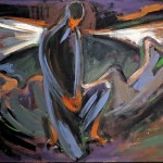 M-150: Gethsemane, Christus im Garten am Ölberg, 1962, 81x121cm, Mischtechnik mit Sand auf Leinwand