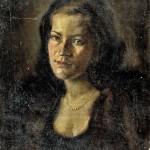 M-016: Frauenbildnis mit Perlenkette, 1945, 57x44cm, Öl auf Leinwand