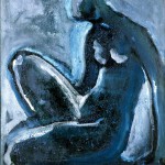 M-192: Hockende, 1967, 90x75cm, Mischtechnik auf Leinwand