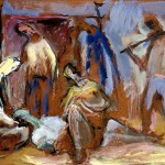M-273: Fischerkomposition, 1988, 56x76cm, Öl auf Holz