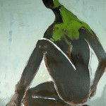 M-297: Sitzende, 1990, 80x60cm, Mischtechnik auf Leinwand