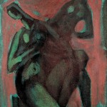 M-376: Komposition Rot-Grün-Braun, 1976, 115x80cm, Öl auf Leinwand