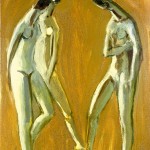 M-412: Dreiergruppe, 1980, 80x60cm, Mischtechnik auf Leinwand