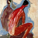 M-429: Zwei Hockende, 1986, 60x50cm, Öl auf Leinwand