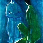 M-435: Komposition Gelb-Blau, 1989, 100x70cm, Mischtechnik auf Leinwand
