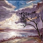 M-050: Licht durch Wolken auf dem Diecksee, 1958, 50x70cm, Öl auf Hartfaser